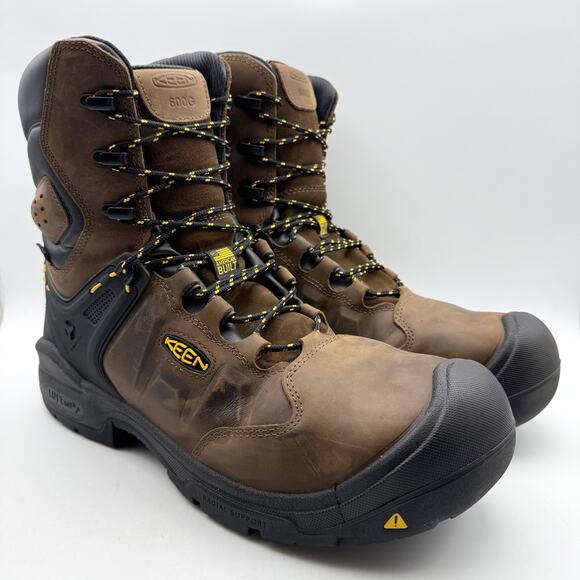 KEEN Mens Utility Dover 8" Work Boot US 14 D EU 47.5 Brown WP Carbon Toe NIB - Picture 5 of 14